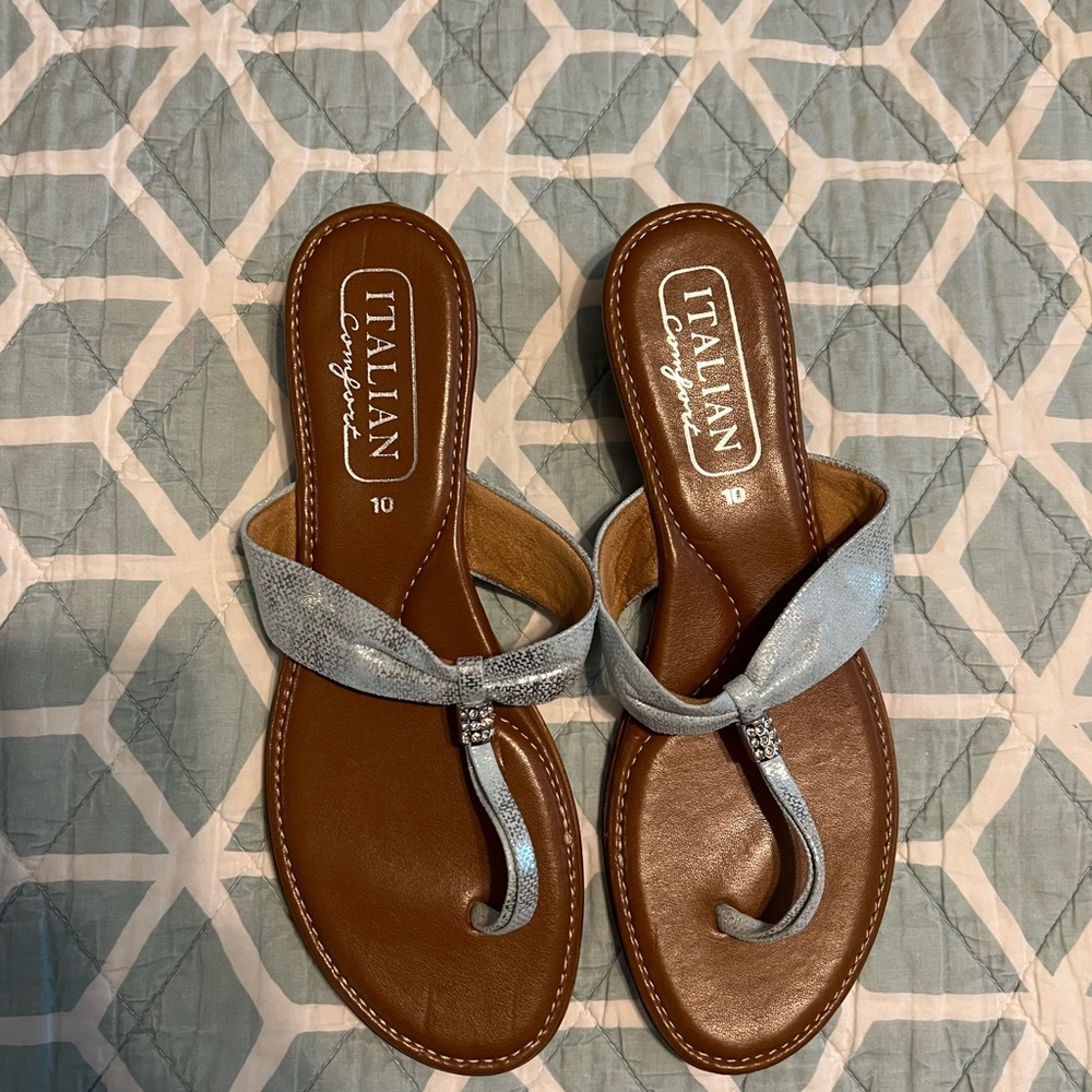 Light blue silver Italian sandals size 10